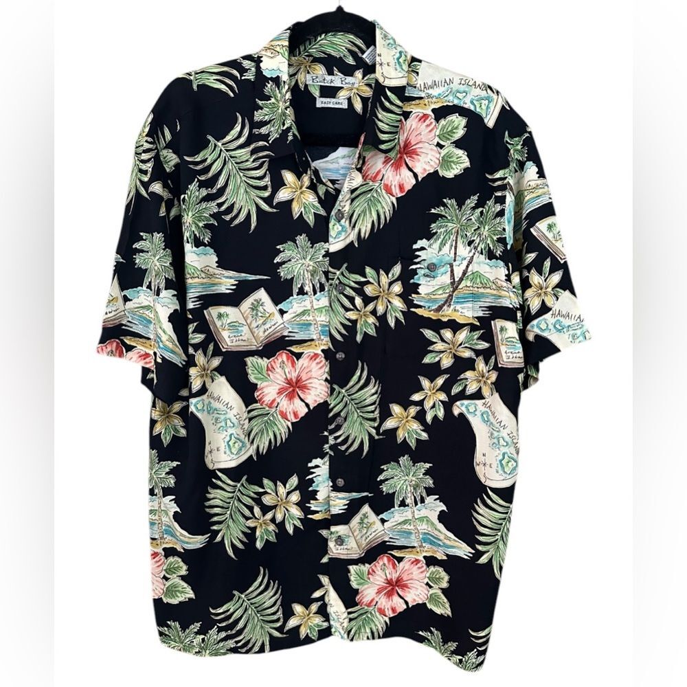 Batik Bay Mens Hawaiian Shirt Tropical All Over Print Size XL. Easy Care Vibrant